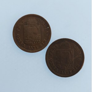 Rakouská konvenční a spolková měna / 1 Krejcar 1883 KB, 1888 KB, nep. rys, nep. hry, Cu, 2 ks