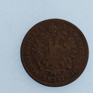 Rakouská konvenční a spolková měna / 5/10 Krejcar 1860 V, Cu,