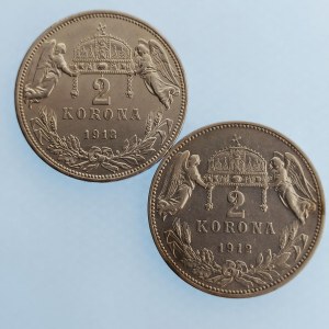 Korunová měna [1892 - 1918] / 2 Koruna 1912, 13 obě b.z., Ag, 2 ks