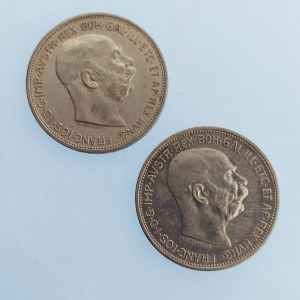 Korunová měna [1892 - 1918] / 2 Koruna 1912, 13, vše b.z., 1 x ďobka, Ag, 2 ks
