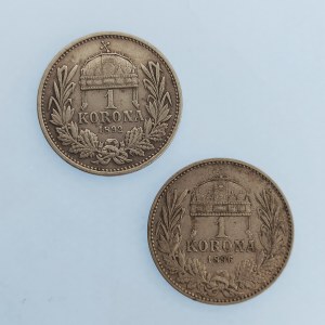 Korunová měna [1892 - 1918] / 1 Koruna 1892, 96, vše KB, lepší, Ag, 2 ks