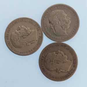 Korunová měna [1892 - 1918] / 1 Koruna 1896, 98, 99, vše b.z., Ag, 3 ks