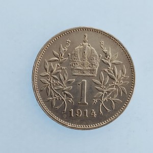 Korunová měna [1892 - 1918] / 1 Koruna 1914 b.z., dr. rys., RL, Ag,