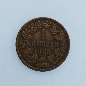 Baden / 1 Krejcar 1863, patina, Cu,