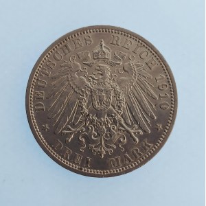 Prusko / Wilhelm II. [1888 - 1918] / 3 Marka 1910 A, Ag,
