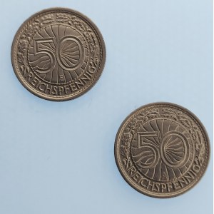 Wýmarská republika [1919 - 1933] / 50 Rpf 1936 A, 1938 E, KM#49, Ni, 2 ks