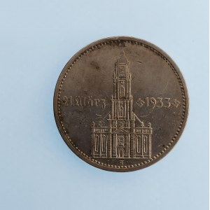 Třetí Říše [1933 - 1945] / 5 Reichsmark 1934 A, kostel, datum, Ag,