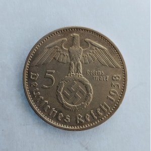 Třetí Říše [1933 - 1945] / 5 Reichsmark 1938 E, Ag,