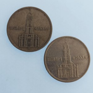 Třetí Říše [1933 - 1945] / 2 Reichsmark 1934 D, G, kostel, datum, nep. rys., Ag, 2 ks