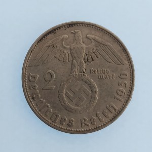 Třetí Říše [1933 - 1945] / 2 Reichsmark 1936 D Hindemburg, Ag,