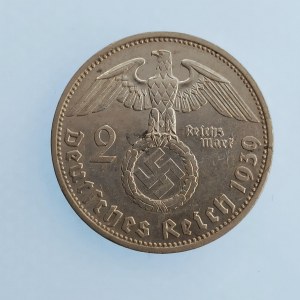 Třetí Říše [1933 - 1945] / 2 Reichsmark 1939 E, R, dr. rys, Ag,