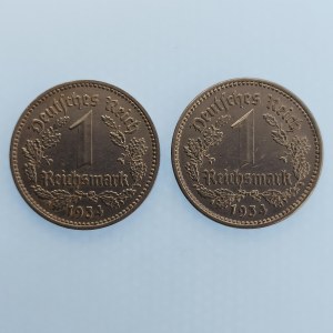 Třetí Říše [1933 - 1945] / 1 Reichsmark 1934 A, E, Ni, 2 ks
