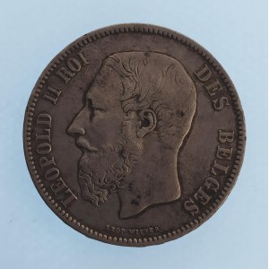Belgie / 5 Frank 1868, hranka, Ag,