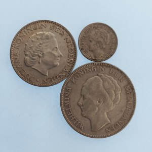 Holandsko / 1 Gulden 1931, 55, 10 Cent 1939, Ag, 3 ks
