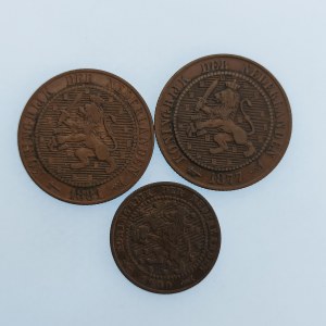 Holandsko / 2 1/2 Cent 1877, 1881, 1 Cent 1900, Cu, 3 ks