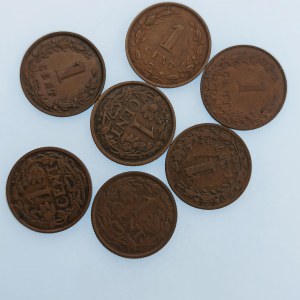 Holandsko / 1 Cent 1877, 96, 1900, 02, 19, 21, 29, Cu, 7 ks