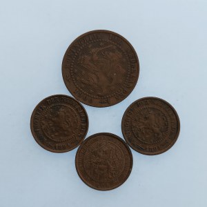 Holandsko / 1 Cent 1900, 1/2 Cent 1891, 94, 1908, Cu, 4 ks