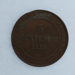 Itálie / 5 Centesimi 1859, Toscana, hr., Cu,