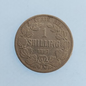 JAR / 1 Schiling 1897 Kruger, Ag,