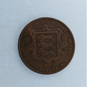 Jersey / 1/13 Shilling 1866, úhoz v ploše, Cu,