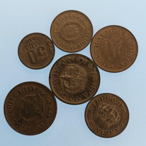 Jugoslávie / 2 dinár, 1 dinár, 50 para 1938, 50 para 1978, 20 para, 10 para 1980, 6 ks