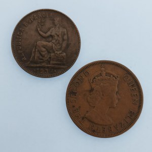 Kypr / 5 Mils 1955, Španělsko 50 Centimos 1937, 2 ks