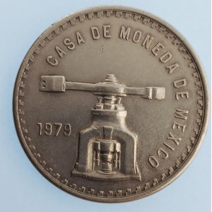 Mexiko / UNA ONZA 1979, typ IV., trojská unce, 33.48 g, 41.5 mm, dr. rys., Ag 925,