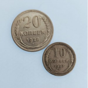 SSSR / 20 Kopějka 1928, 10 Kopějka 1925, Ag, 2 ks