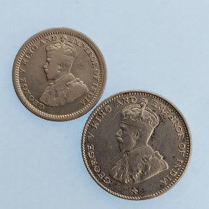 Straits Settlements / 5 cents 1926 + 10 cents 1918 - George V., Ag, 2 ks