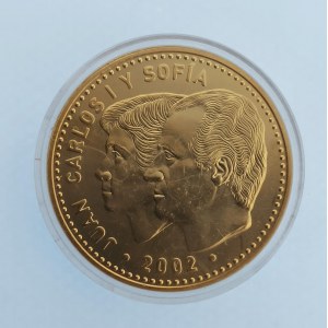 Španělsko / 12 euro 2002 Juan Carlos a Sofia, pozlacená, hologram, 18 g, 33 mm, kapsle, Ag 925,