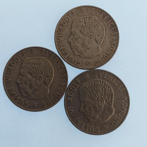 Švédsko / 1 Krone 1973 Ni, 1960, 62 Ag, 3 ks