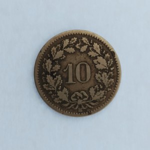 Švýcarsko / 10 Heller 1850 BB, Billon (Ag),