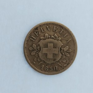 Švýcarsko / 10 Heller 1850 BB, Billon (Ag),