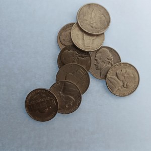 USA / 5 Cents 1940, 41, 42, 43S (CuAgMn), 47, 53, 64, 65, 73, CuNi, 9 ks