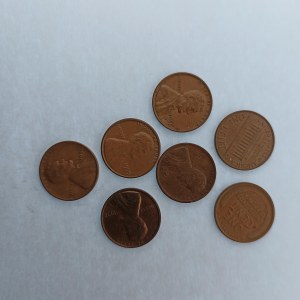 USA / 1 Cent Lincoln  1919, 19D. 56, 56D, 64, 72, 75, Cu, 7 ks