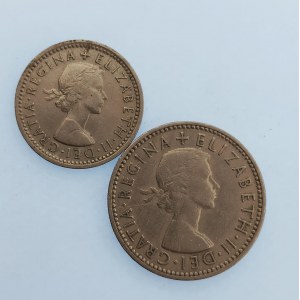 Velká Británie / 1 Shilling 1953, 5 Pence 1959, 2 ks
