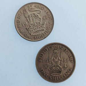 Velká Británie / Jiří VI. [1936 - 1952] / 1 Shilling 1937, 42, Ag, 2 ks