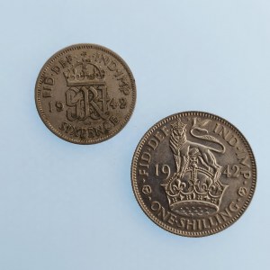 Velká Británie / Jiří VI. [1936 - 1952] / 1 Shilling 1942, 6 Pence 1942, Ag, 2 ks