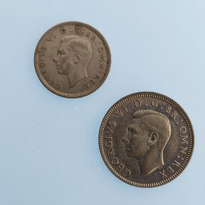 Velká Británie / Jiří VI. [1936 - 1952] / 1 Shilling 1942, 6 Pence 1942, Ag, 2 ks