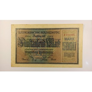 Německo / Bayern 5.000 Mark 1.12.1922,