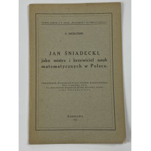 Dickstein Samuel, Jan Sniadecki as a champion and promoter of mathematical sciences in Poland