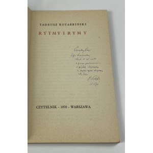 [Dedykacja] Kotarbiński Tadeusz - Rytmy i rymy