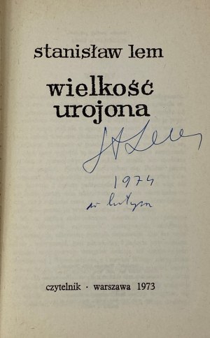 [autograf!] Lem Stanisław - Wielkość urojona [wyd. 1]