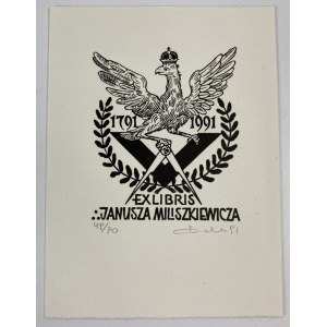 [Freemasonry] Miliszkiewicz Janusz. Exlibris signed: 49/70 Dolatowski 91.