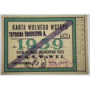 Karta wolnego wstępu W.K.S. Wawel [1959]