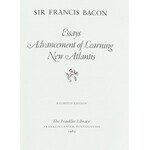 Bacon Francis Sir - Essays. Advancement of Learning. New Atlantis. Pennsylvania 1982. The Frankli...