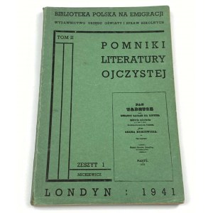 Pomniki literatury ojczystej tom II zeszyt 1. Mickiewicz