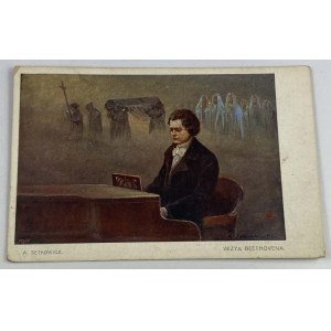Karta pocztowa - reprodukcja Wizya Beethovena A. Setkowicz