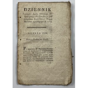 Dziennik czynności Seymu Głownego Ordynaryinego Warszawskiego pod związkiem Konfederacyi Oboyga Narodow agatuiącego się 1789