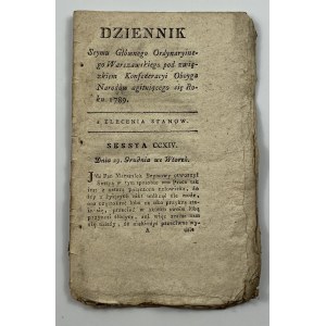 Dziennik czynności Seymu Głównego Ordynaryinego Warszawskiego pod związkiem Konfederacyi Oboyga Narodów agituiącego się Roku 1789. Sessya CCXIV